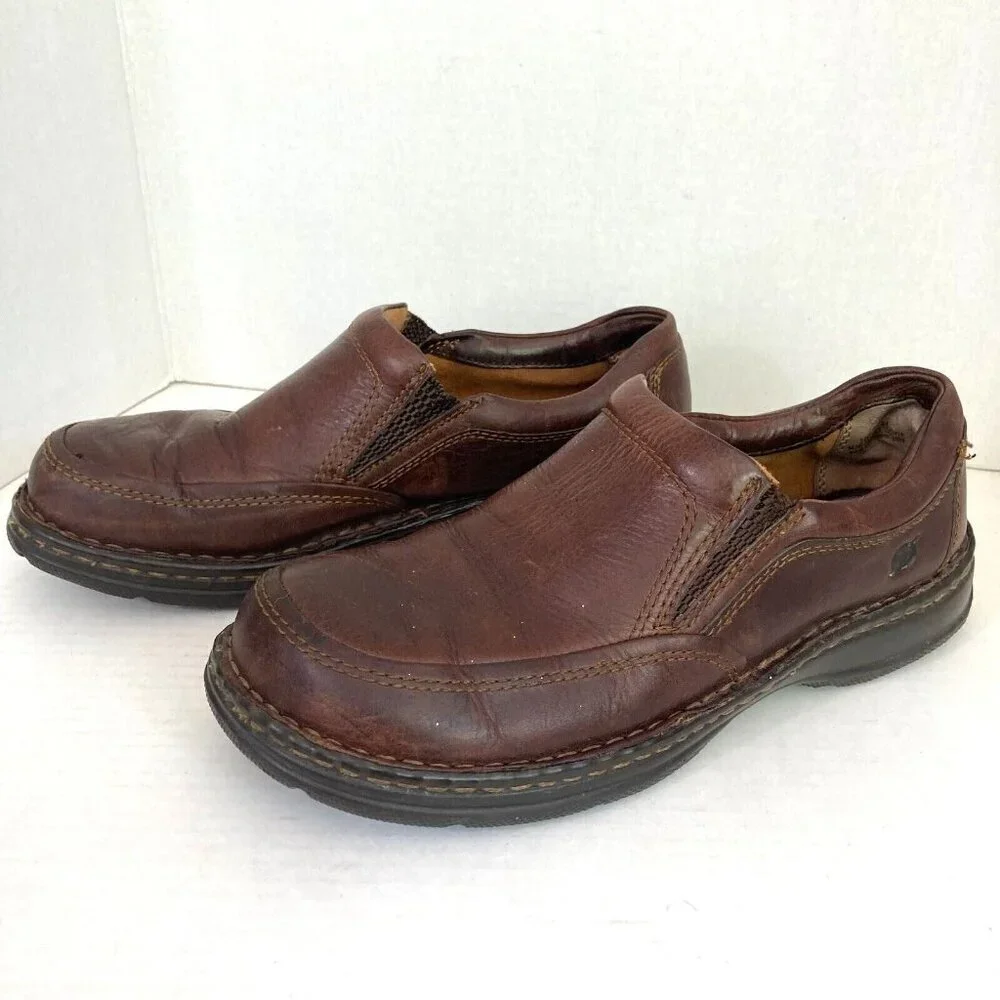 Born Blast II Slip On Leather‎ Loafers Mens Size 10 M Mahogany Brown M6663 Shoes